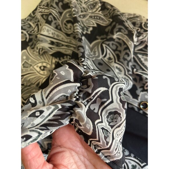 Coral Bay Plus Black & White Paisley Faux 2 Pc Top 1X Lightweight Womens Blouse - Picture 10 of 10